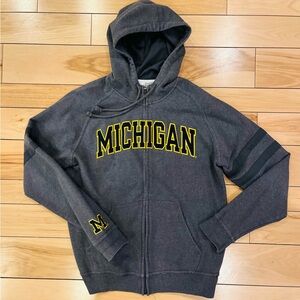 Champion Michigan Zip-Up Hoodie with Yellow Lettering